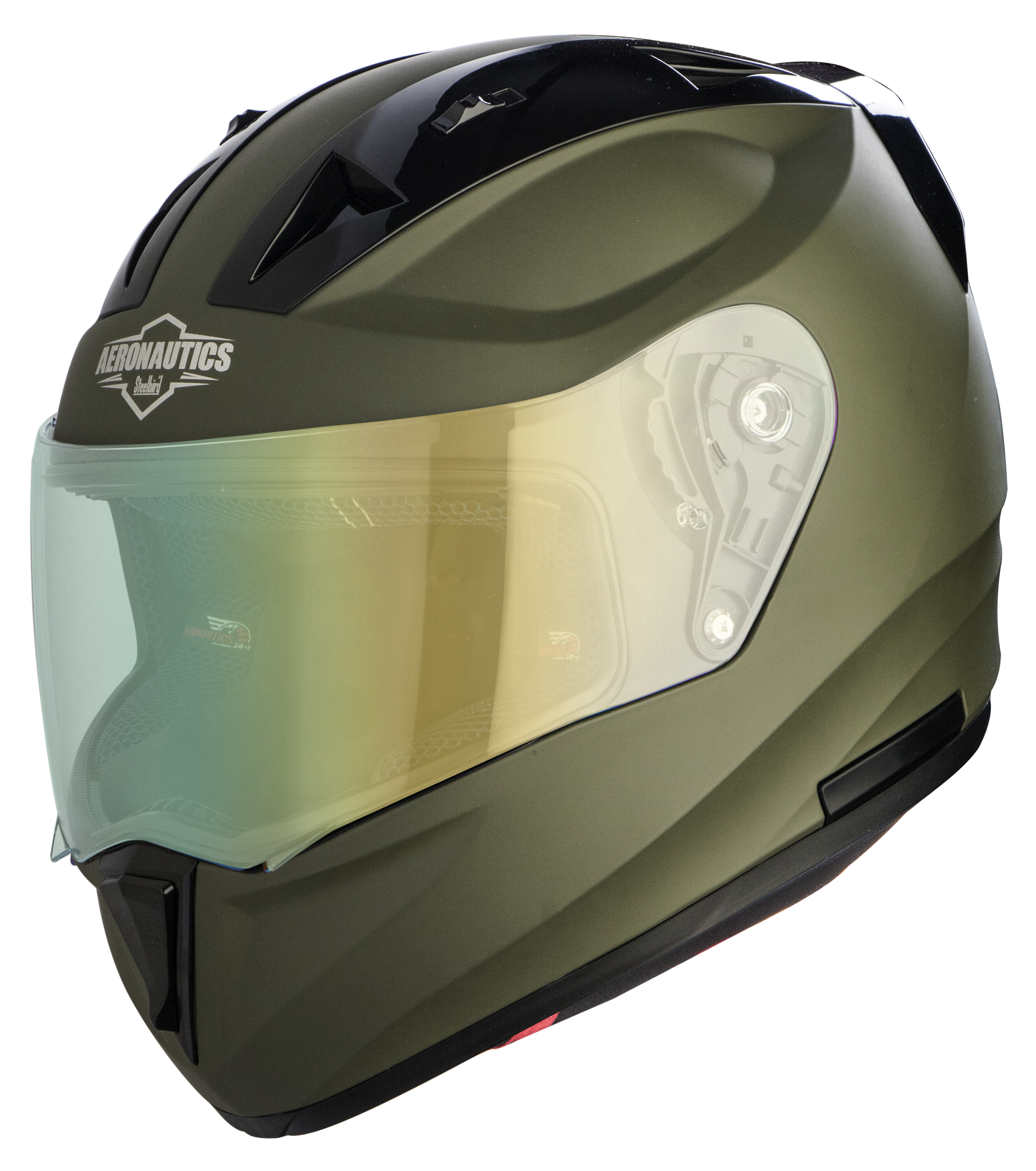 SA-1 Aeronautics Mat Battle Green(Fitted With Clear Visor Extra Green Night Vision Visor Free)